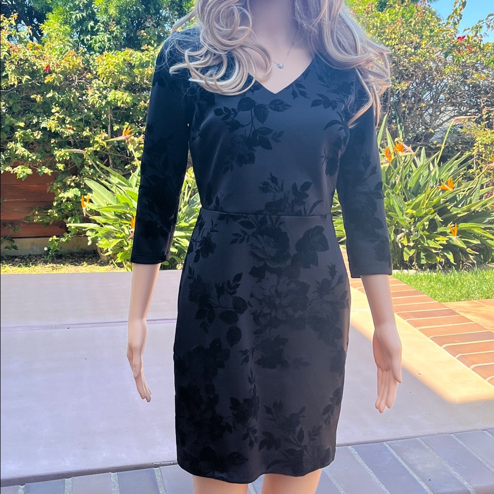 Open back, elegant black dress with stretch